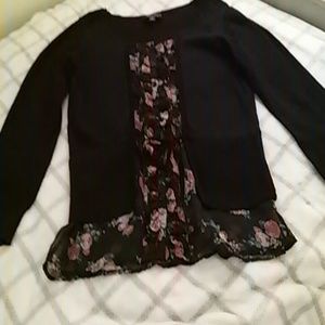 Sweater with mock blouse